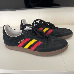 Adidas SAMBA Trainers Black Red Yellow Sneakers Suede Mens US 7.5 UK 7‎ RARE!!